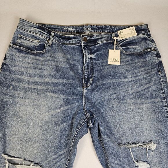 A.N.A Curvy High Rise Distressed Straight Jeans Plus Size 28W Stretch Denim Blue - Picture 3 of 13